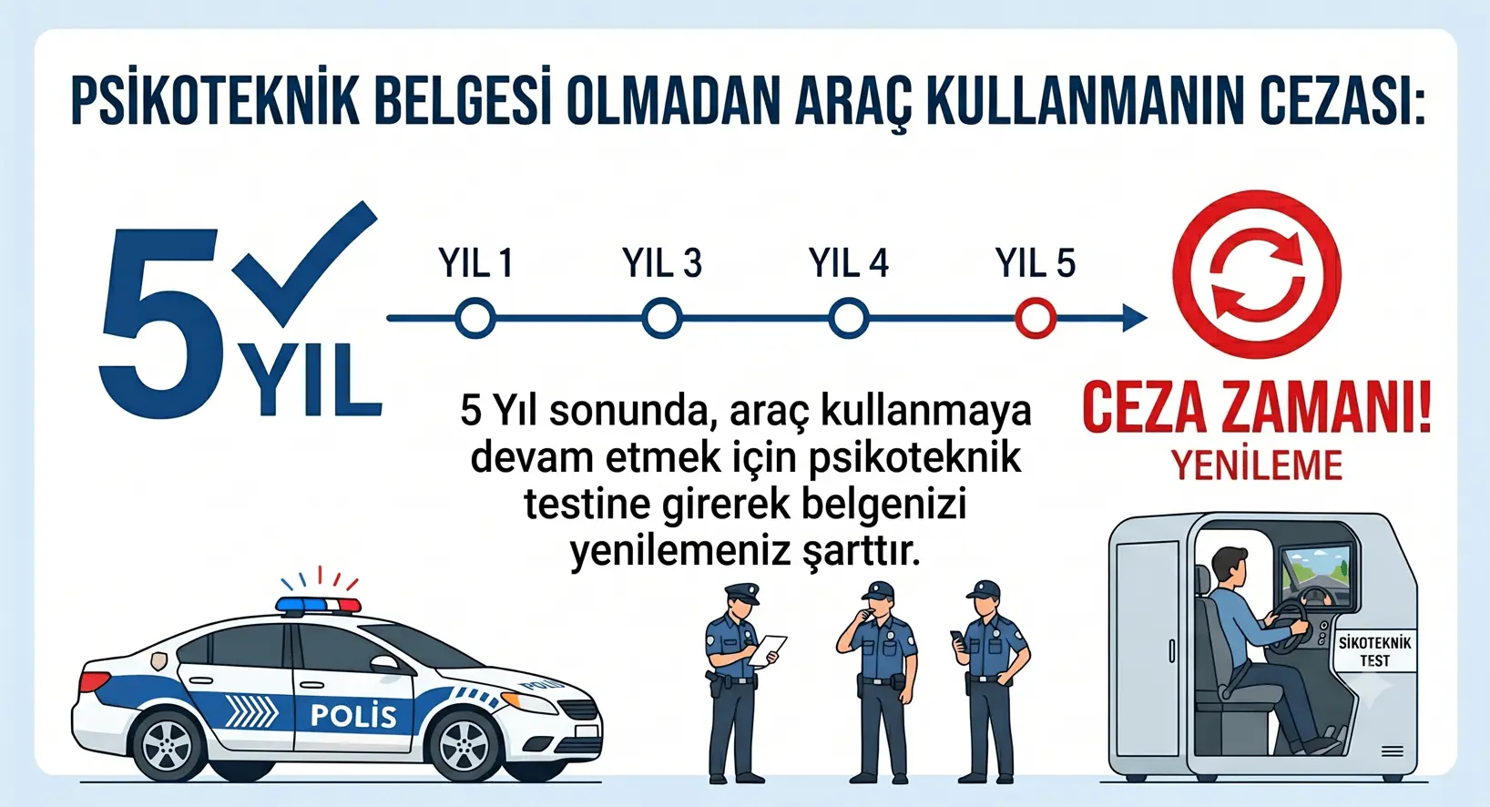 Psikoteknik belgesi olmadan sürmenin cezası